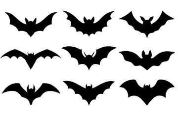 Set of Bats icons silhouette vector illustration
