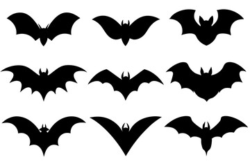 Set of Bats icons silhouette vector illustration