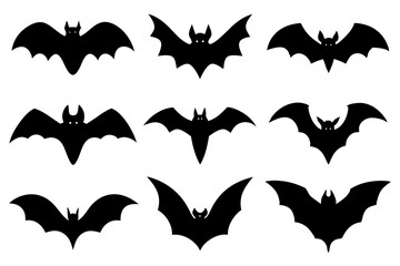 Set of Bats icons silhouette vector illustration