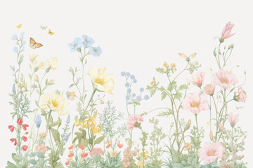 Delicate floral garden illustration