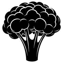 Broccoli silhouette black and white vector illustration