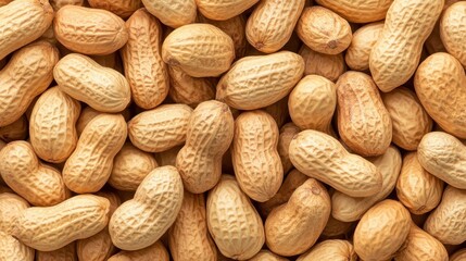 Fototapeta premium A close-up of raw peanuts with a textured shell, ideal for culinary or agricultural themes, showcasing their natural beauty.