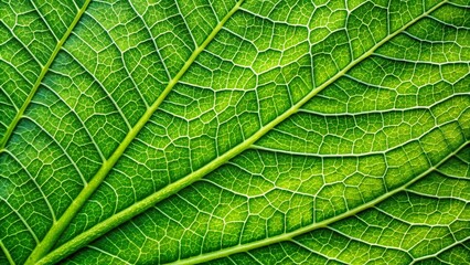 Detailed close-up of vibrant green leaf texture, perfect for botanical backgrounds