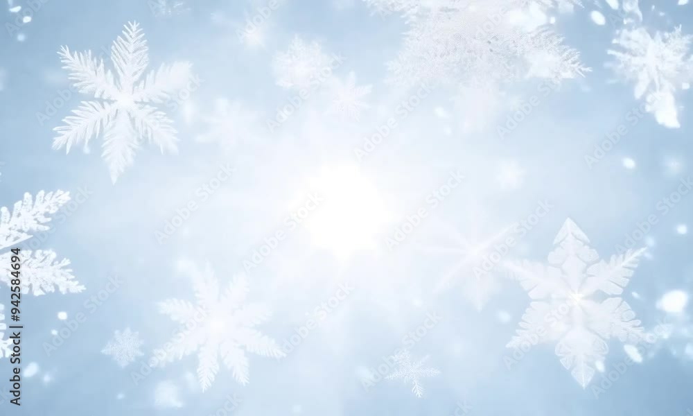 Poster enchanting winter wonderland with sparkling snowflakes dancing in the light. generative ai