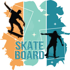 skateboard player with urban style colorful background