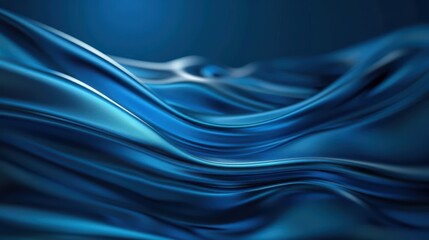 Naklejka premium Abstract Waves of Blue Silk Fabric Creating a Dynamic and Elegant Flowing Pattern