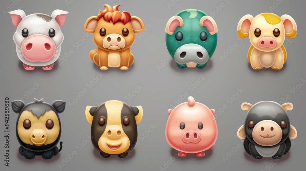 Canvas Prints Cute cartoon pig characters.