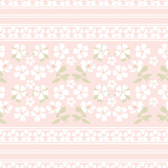 Seamless pattern floral with white flowers background.Vector illustration hand drawn.for fabric textile print design