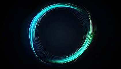 abstract circle round frame by lines wavy flowing blue green gradient isolated on black background vector in concept modern technology science music