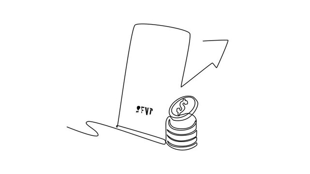 Money Transfer concept. Single line draw design. Full length animation illustration. High quality 4k footage.
