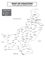 Geography politics map of countries. Map of country with capital, state capital and major city.