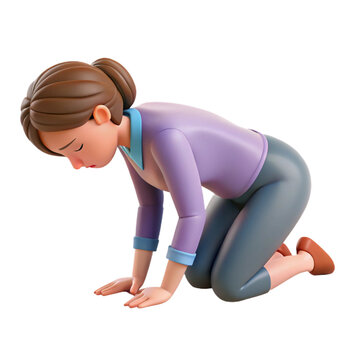 ORZ Person Bowing  3d cartoon style illustration