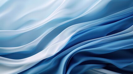 Fototapeta premium Abstract Flowing Blue Fabric Waves - Elegant and Serene Background Texture
