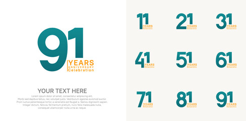 anniversary logotype style with green and orange color can be use for company celebration event