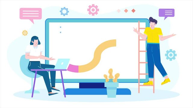 working cycle to operate and support professional management concept illustration business animated video