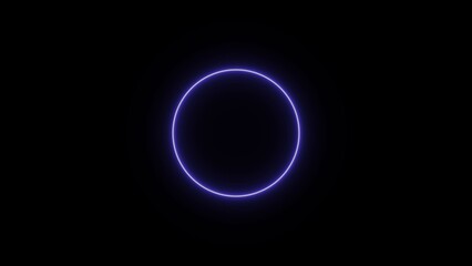 Abstract neon loading icon circle glowing frame royal blue 4k illustration. 