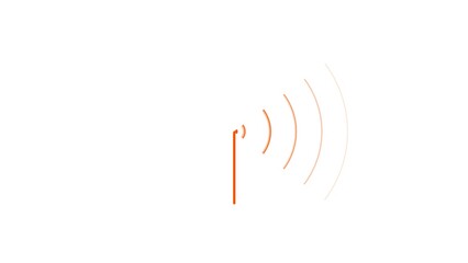 Abstract beautiful radio waves spreading orange color 4k illustration.  Signal wave transmitter wifi connection on white background 4k illustration. 