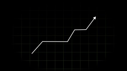 Abstract arrow growth up and down icon white color 4k illustration a grid background.