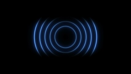 radio waves neon glowing technology colorful 4K illustration. Black background 4K illustration.
