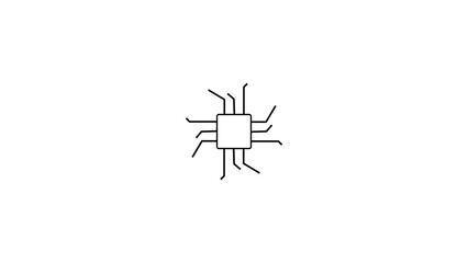 computer processor icon black color 4k illustration. simple logotype CPU icon White background 4k illustration. 