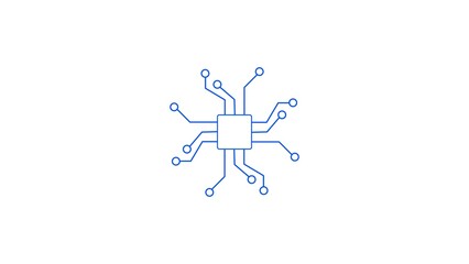 computer processor icon blue color 4k illustration. simple logotype CPU icon White background 4k illustration.