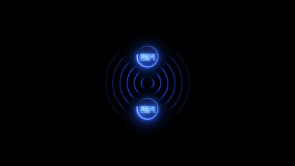 Wireless icon royal blue color 4k illustration. abstract beautiful wifi animation on black background 4k illustration. 
