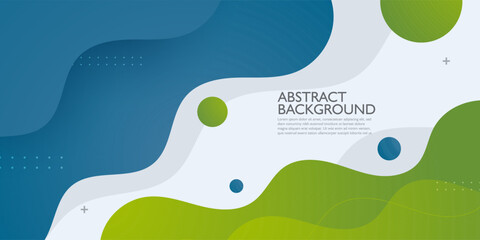Blue and green geometric business banner design. Creative banner design with wave shapes and lines for template. Simple design on white horizontal banner. Eps10 vector