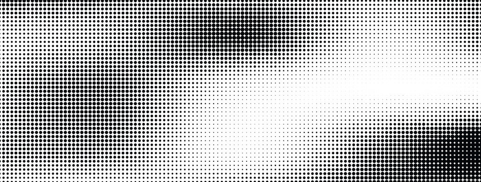 Retro poster with a dot gradient background, grunge texture, and comic noise effect. Pixelated grain, vintage bitmap pattern, and halftone design. Vector