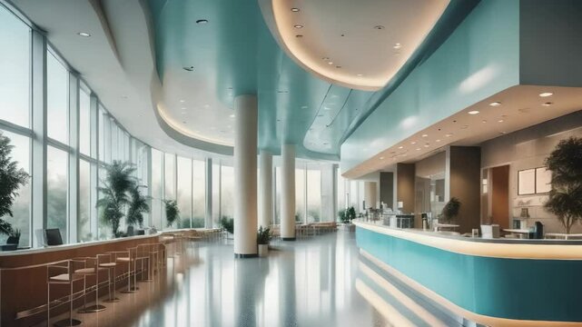  Modern Hospital Interior Design with Reception Desk and Waiting Area
