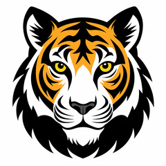 Tiger head silhouette black and white vector art illustration