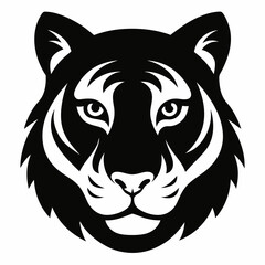 Obraz premium Tiger head silhouette black and white vector art illustration