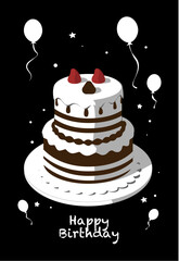 illustration of a cake with baloons