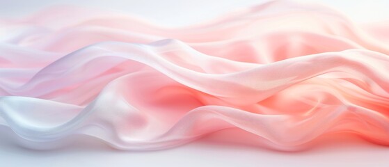 Obraz premium Softly Flowing Pastels, gentle waves of translucent fabric merge pale pink and white hues, creating a serene and delicate ambiance that evokes tranquility and elegance