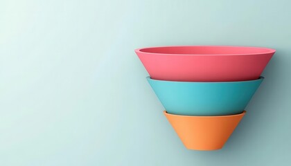 Futuristic lead funnel with sharp analytics visuals, vibrant colors highlighting lead nurturing success, copy space for text,