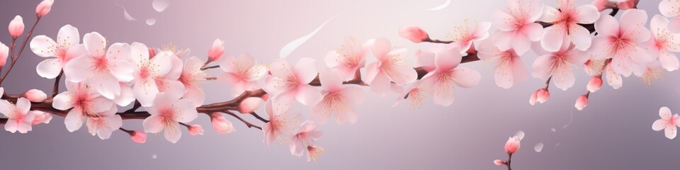 Obraz premium Elegant Abstract Cherry Blossom Design with Golden Accents: AI-Generated Spring-Inspired Artwork for Postcards, Wallpapers, and Marketing Materials. Minimalist Floral Composition with Textured Element