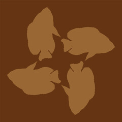 a ceramic design with a freshwater fish motif that has been rotated so that it looks abstract