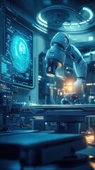 Robotic Arm in a Futuristic Medical Lab