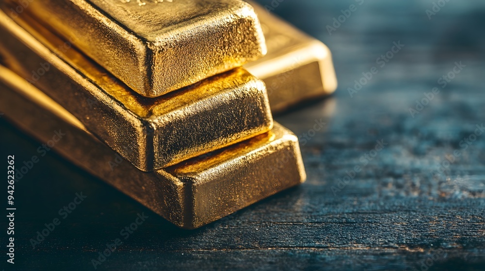 Aufkleber a neat arrangement of shiny golden bars stacked together providing ample space to include a financia
