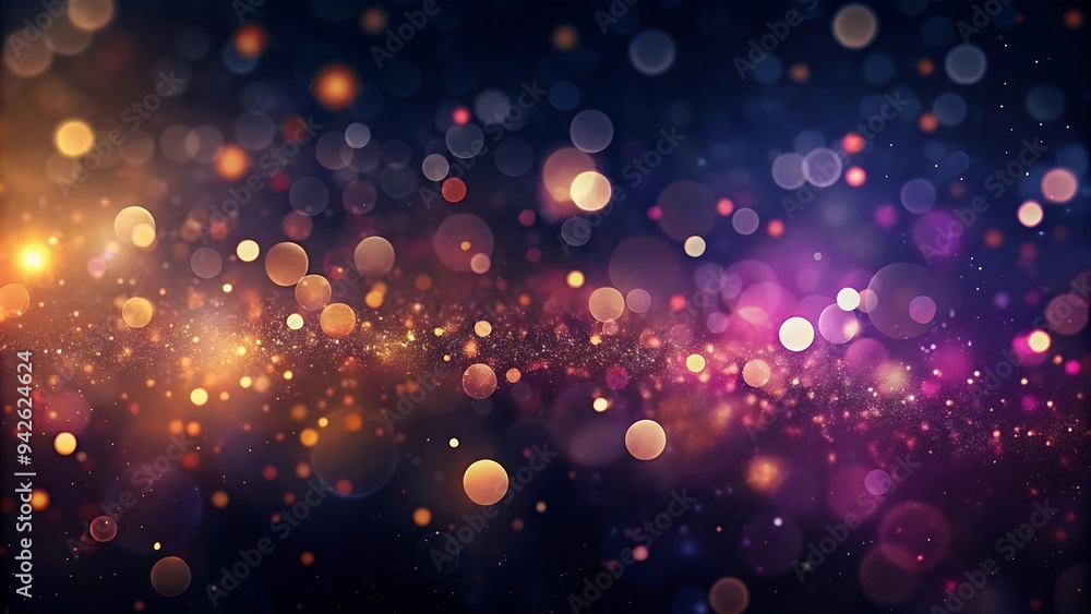 Poster abstract bokeh background with golden lights.