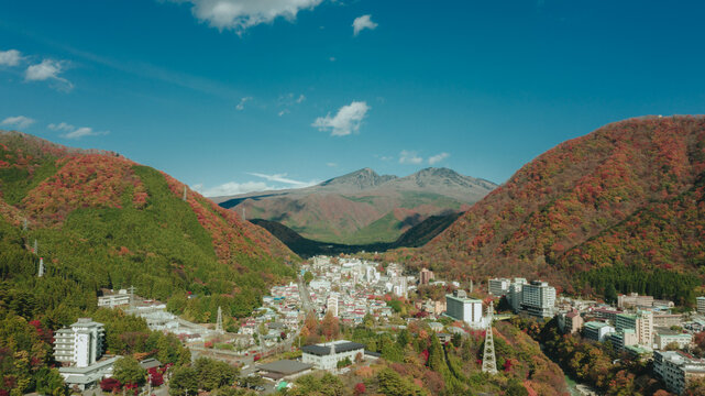 Scenic Mountain Landscape in Nikko during Fall