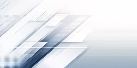 Obraz premium Abstract Light Blue and White Geometric Background with Copy Space for Business Presentation, Technology Banner Template Design with Light Gray Color