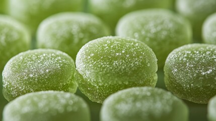 A close-up view of double mint candy, emphasizing its fresh green color and smooth texture