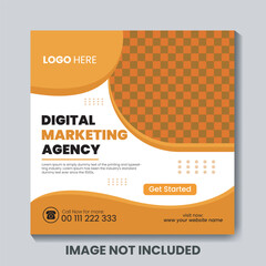 Digital marketing agency corporate social media instagram post.  Editable square banner post for Business promotion, Business Growth, Advertising, Marketing Solutions.