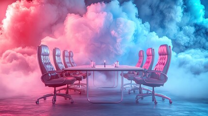 Astrological business advice, tarot theme with glowing elegant Executive Conference Table