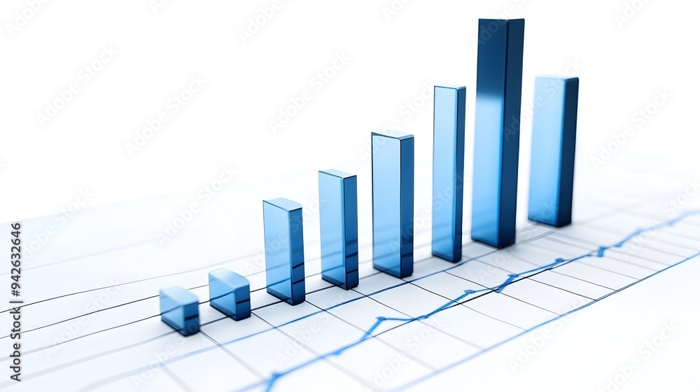 Poster detailed bar graph visualizing financial growth and business performance isolated on a clean white b