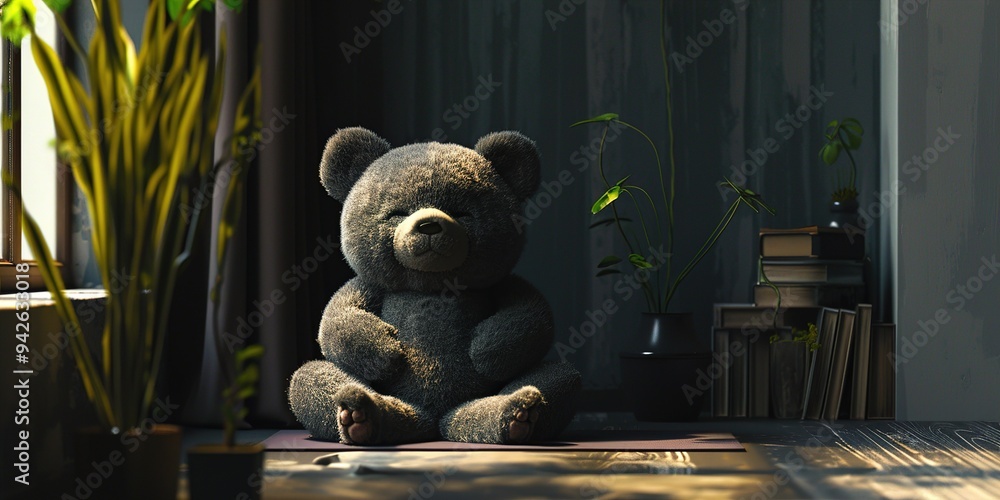 Poster teddy bear in the woods