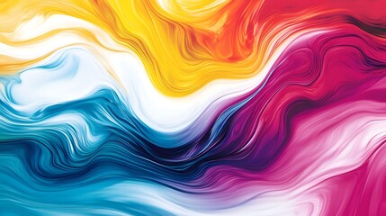 Obraz premium Artistic Color Splash Abstract Wallpaper - Wavy Design with Lively Hues for Creative Digital Projects
