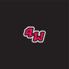 dynamic line monogram logo cool esport concept PW bold sporty gaming style letter