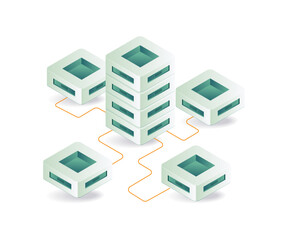 Data Network Server Technology isometric illustration