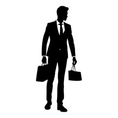 A stylish standing pose vector silhouette isolated white background